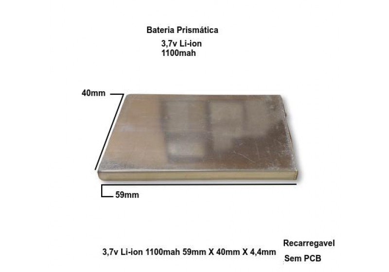 Bateria Prismática 3,7v Li-ion 1100mah 59mm X 40mm X 4,4mm