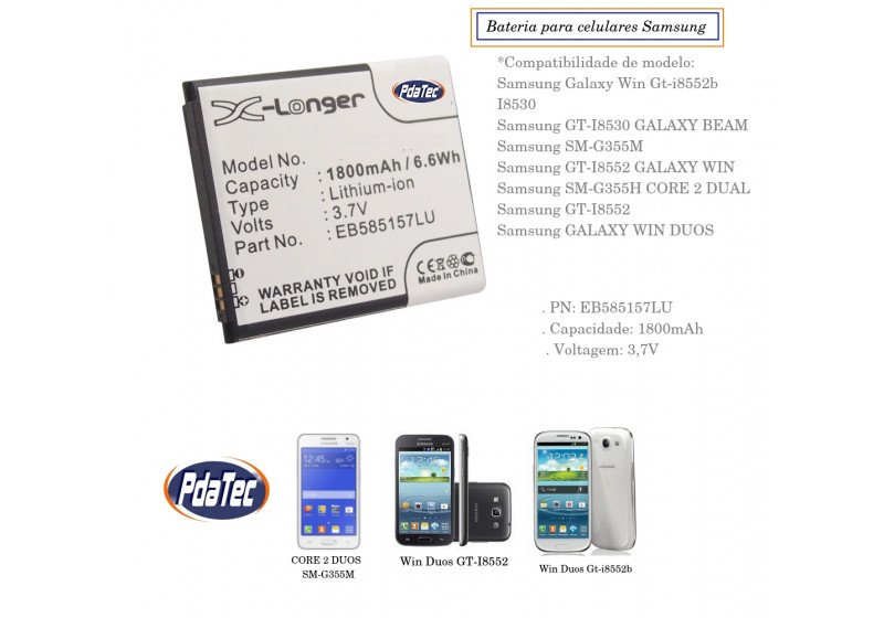 Bateria Samsung Galaxy Win Gt-i8552b I8530 G355h G355m