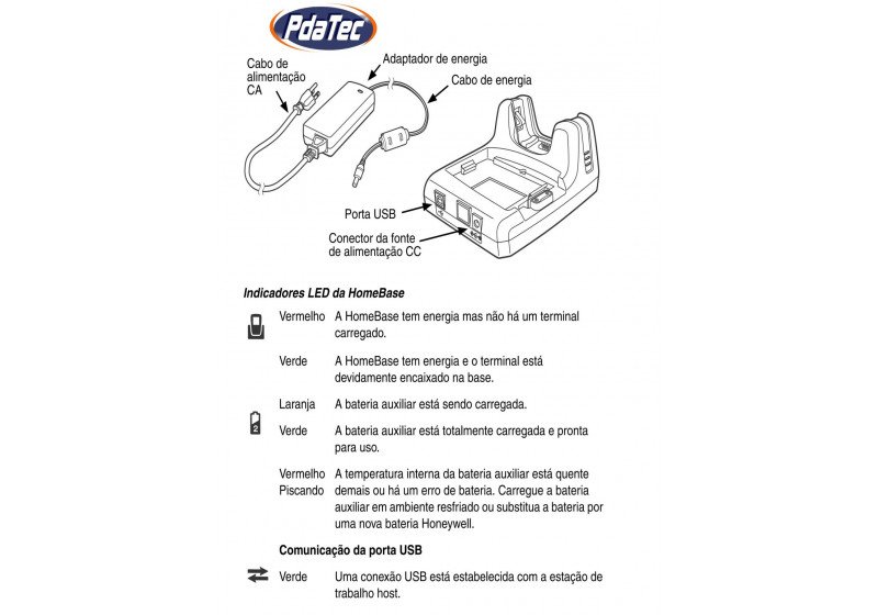 Berço Honeywell para Coletor Dolphin 7800 - 1 Posição Coletor +1 Posição Bateria - USB