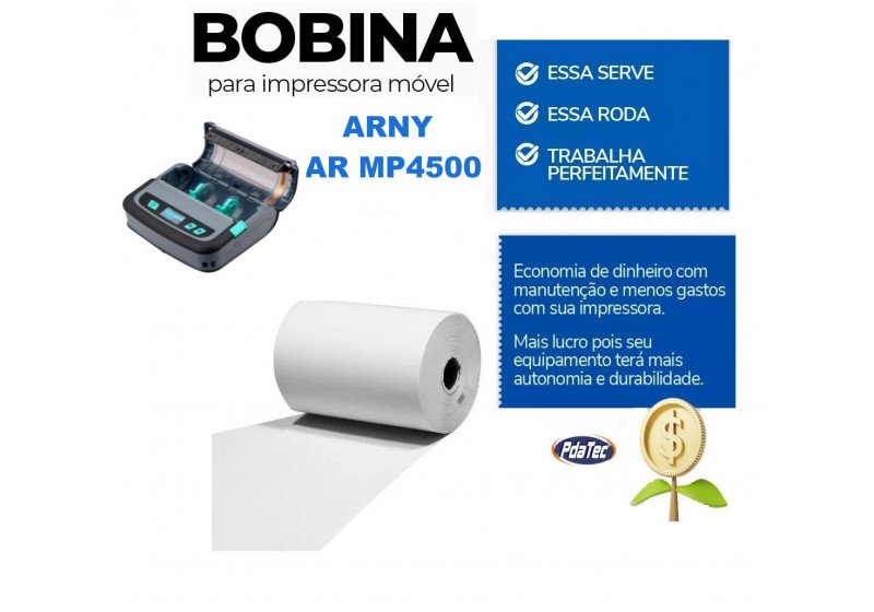 Bobina Térmica Para Impressora Portátil ARNY AR-MP4500