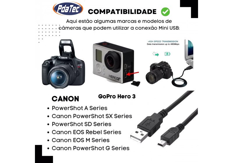 Cabo Sincronismo MINI USB para Atualizar GPS Compatível Garmin Foston