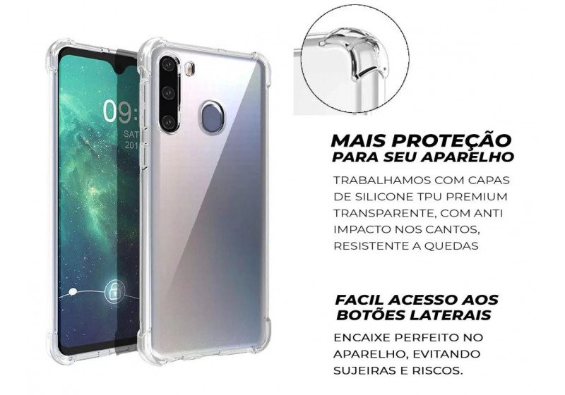 Capa Transparente Com bordas Reforçadas anti impacto Samsung Galaxy A21