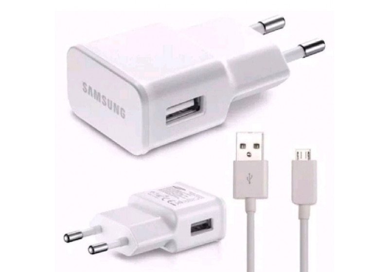 CARREGADOR DE PAREDE ORIGINAL SAMSUNG+CABO MICRO USB BRANCO