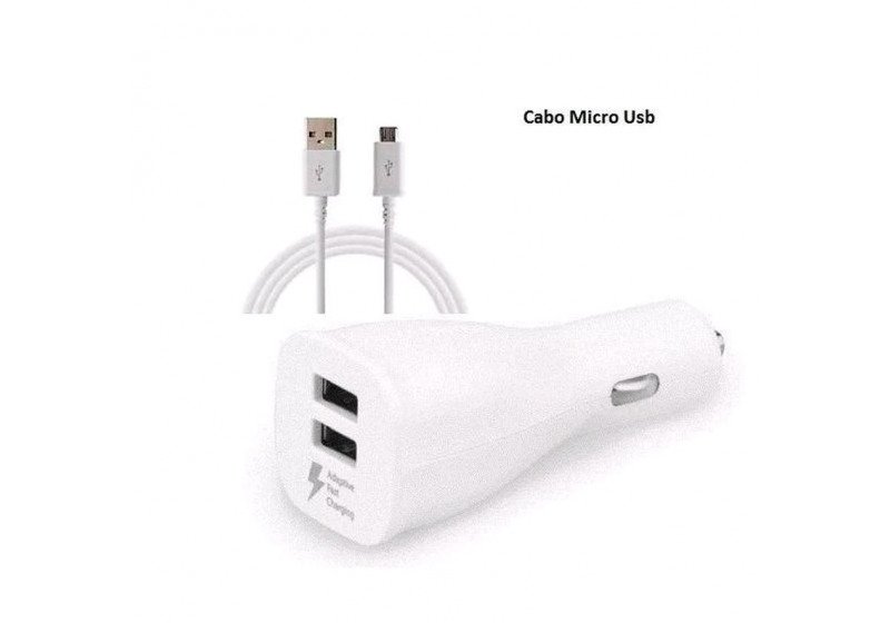 CARREGADOR VEICULAR SAMSUNG FAST COM CABO MICRO-USB DUPLA SAÍDA