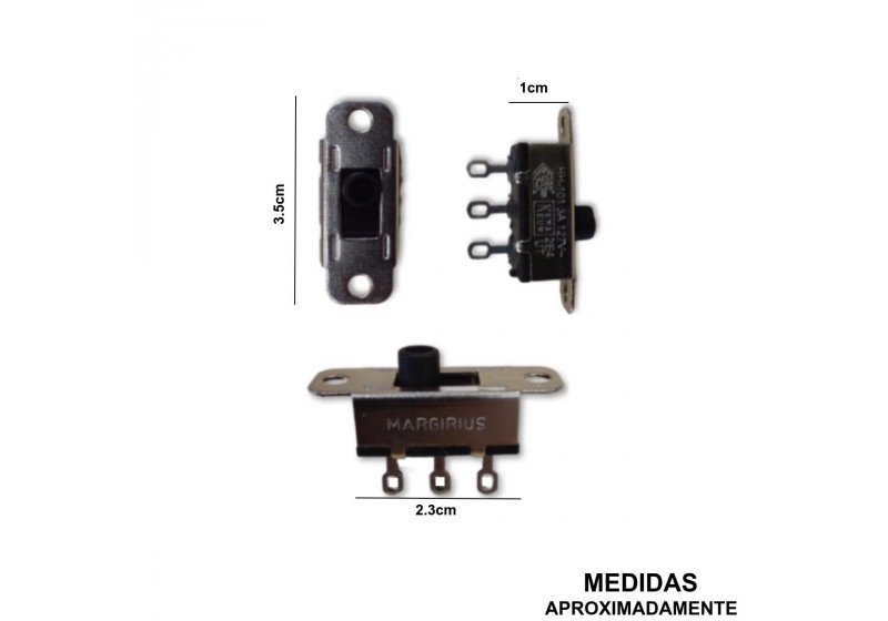 Chave Interruptor Deslizante HH101Margirius 3A 127V Metalico