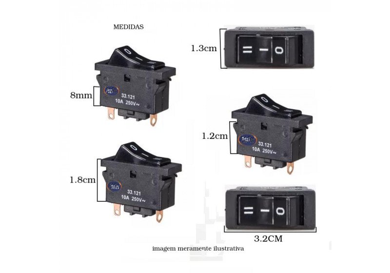 Chave Interruptor Duplo p/Secador De Cabelos 10A 33121