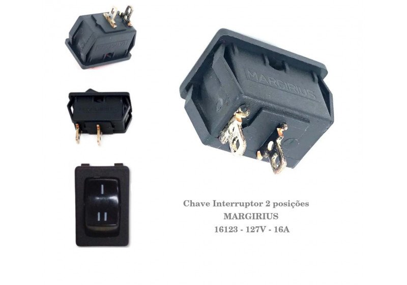 Chave Interruptor Margirius 16123 127V 16A - 2 Posições Preto