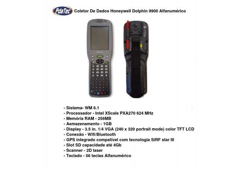 Coletor de Dados Honeywell Dolphin 9900 + Carregador