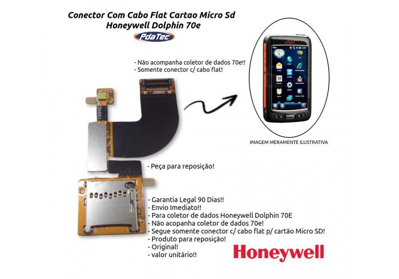 Conector Com Cabo Flat Cartao Micro Sd Honeywell Dolphin 70e