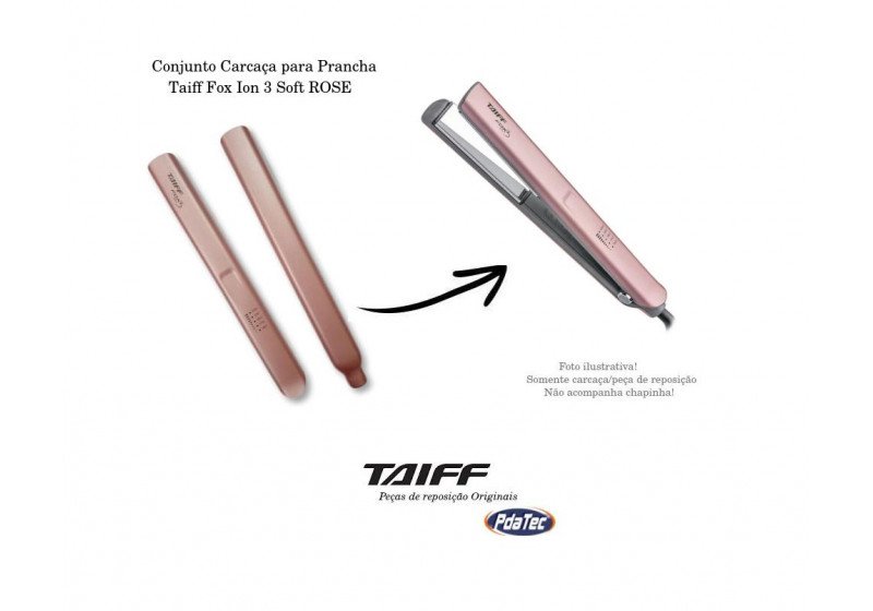 Conjunto Carcaça para Prancha Taiff Fox Ion 3 Soft ROSE