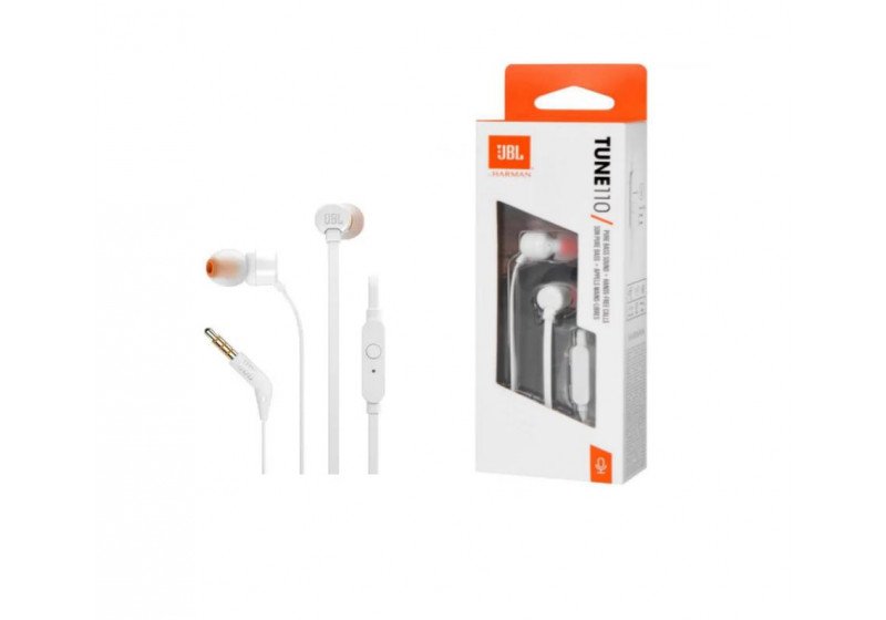 Fone De Ouvido Intra-auricular JBL Tune 110 Pure Bass Branco