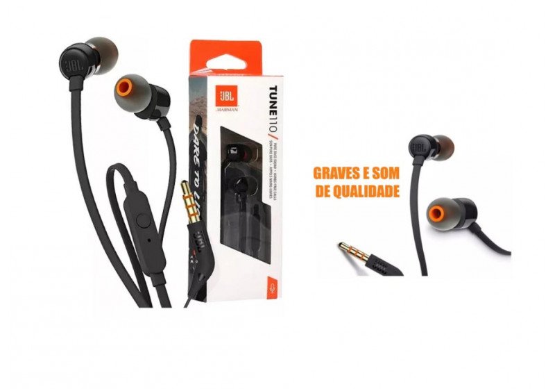 Fone De Ouvido Intra-auricular JBL Tune 110 Pure Bass Preto