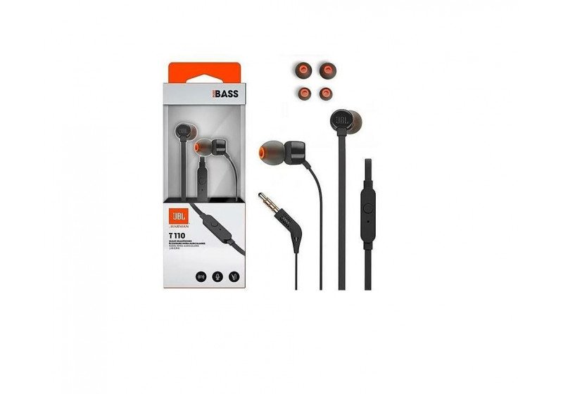 Fone De Ouvido Intra-auricular JBL Tune 110 Pure Bass Preto