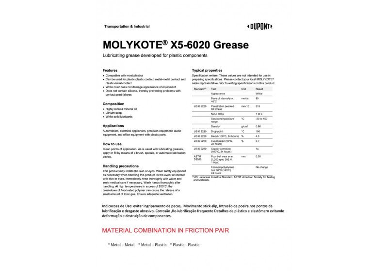 Graxa Branca MOLYKOTE® X5-6020 100g