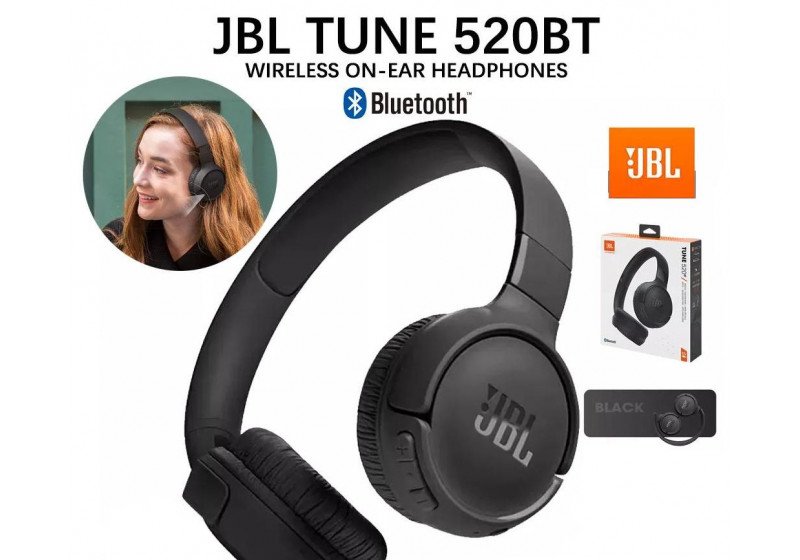 Headphone JBL Tune 520BT Fone Bluetooth Pure Bass Preto