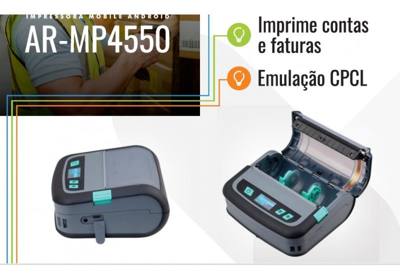 Impressora Térmica Portátil Arny AR-MP-4550 Bluetooth