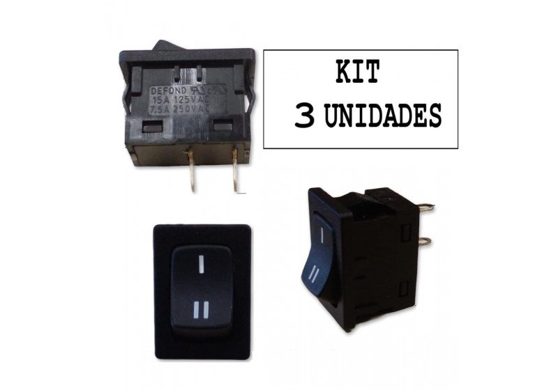 KIT 03 Unidades Chave Interruptor CRT-1115-0 15A Preto