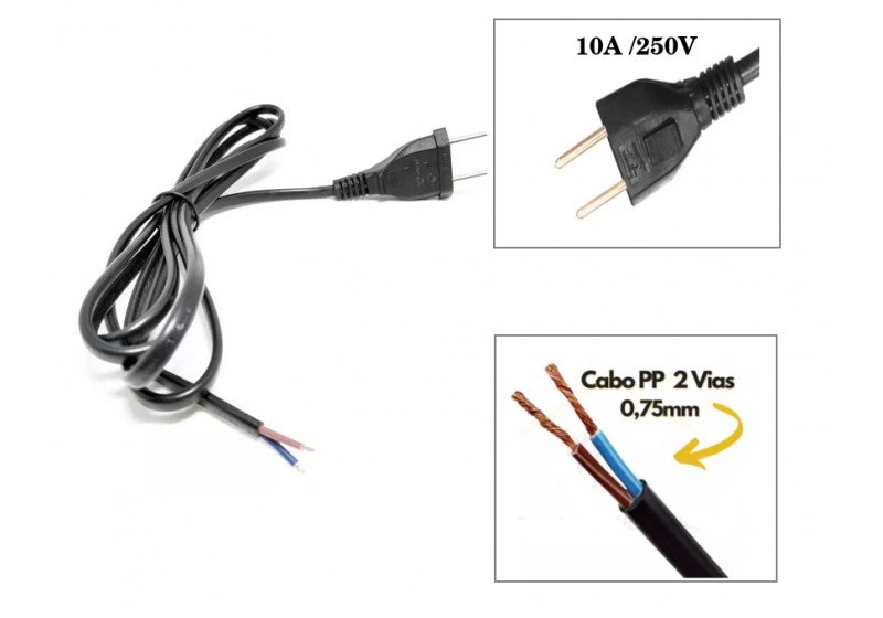 Kit 10 Cabos de Força Reposição Maquinas E Equipamentos 110-220v 10A