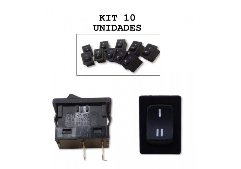 KIT 10 Unidades Chave Interruptor CRT-1115-0 15A Preto