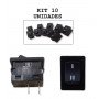 KIT 10 Unidades Chave Interruptor CRT-1115-0 15A Preto