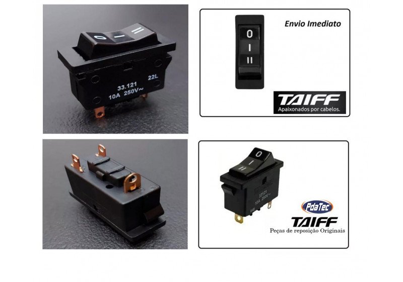 Kit 2 Chave Interruptor com Diodo para Secador De Cabelo Taiff Turbo 6000 33121