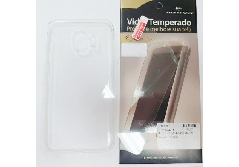 Kit capa silicone + pelicula de vidro samsung galaxy J4