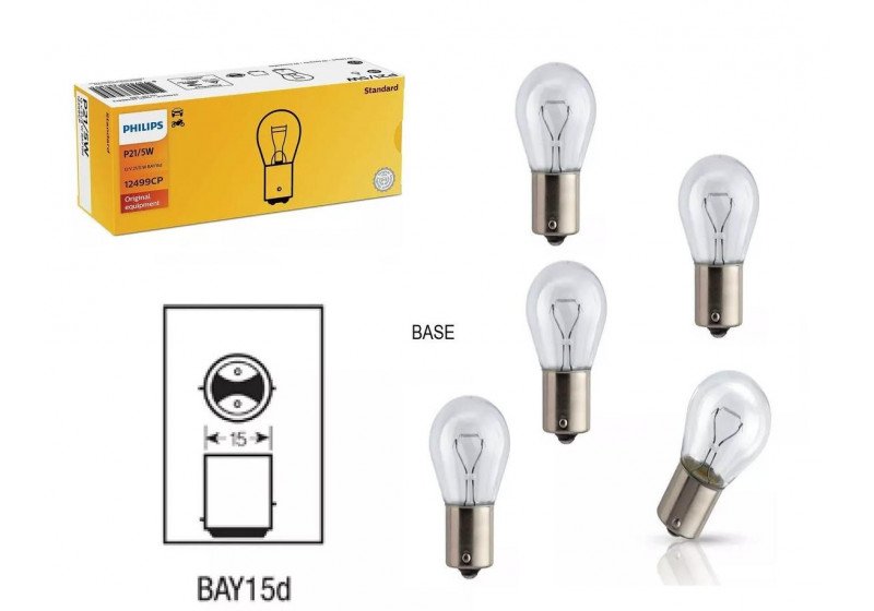 kit Lâmpadas Philips P21/5W P/Caminhão 13499CP 24v + Lâmpada 2 Polos 12v P21/5w 12499