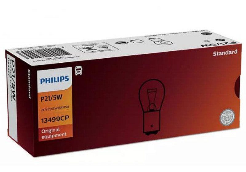 kit Lâmpadas Philips P21/5W P/Caminhão 13499CP 24v + Lâmpada 2 Polos 12v P21/5w 12499