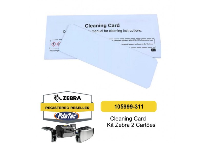 Kit Limpeza Zebra para Impressora ZC100, ZC300 e ZC350 - 2 Cartões