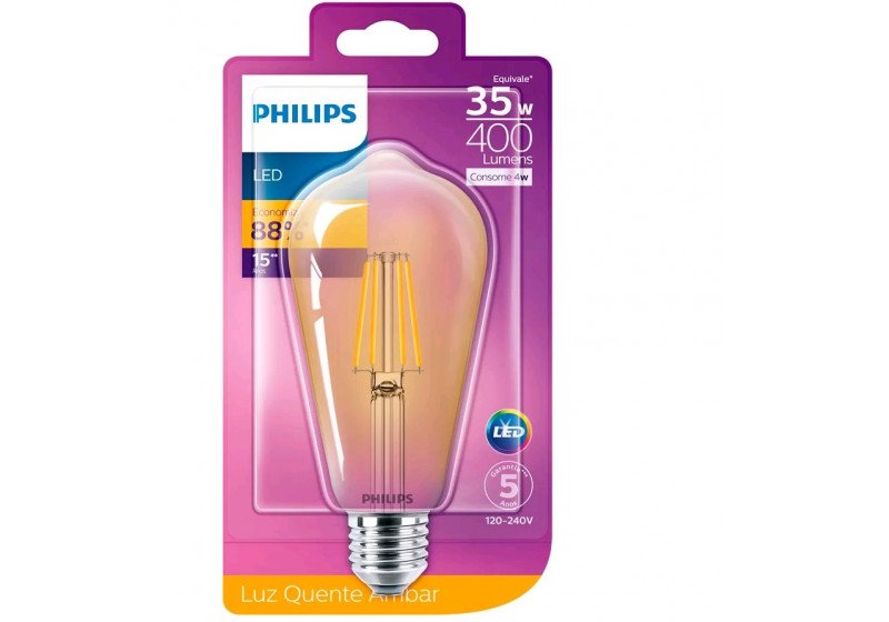 Lâmpada Led Philips 35W 400 Lumens Luz Quente Ambar