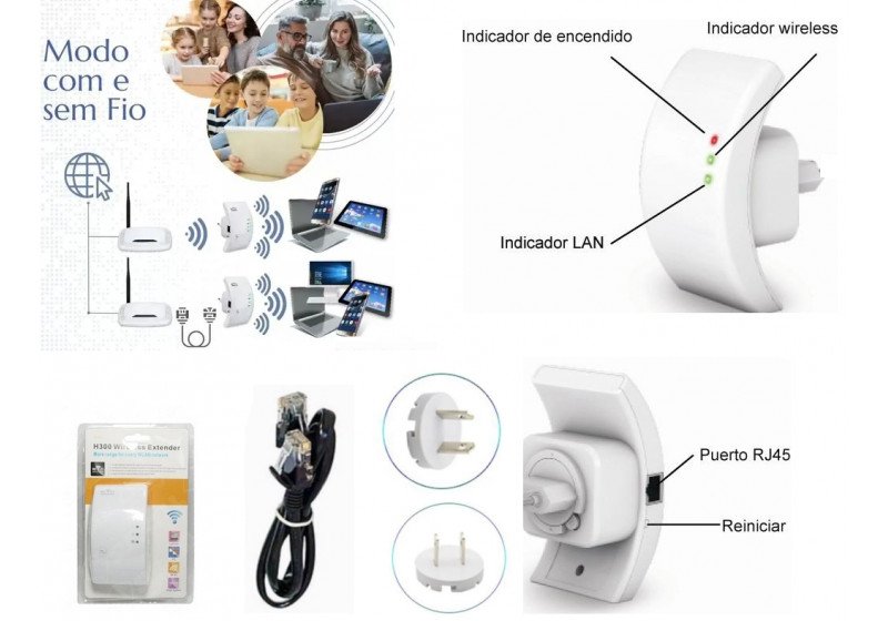 Repetidor De Sinal Wifi Internet Sem Fio Extensor Wireless