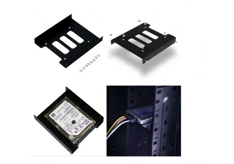 SUPORTE ADAPTADOR SSD HD 2.5 P/BAIA 3.5 METAL COM PARAFUSOS