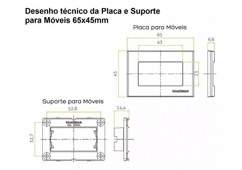 Tomada De Embutir Para Móveis Margirius 20A 250V 2P+T Preto